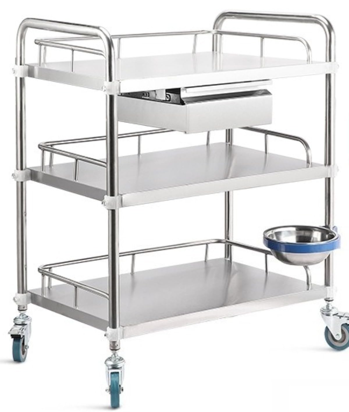医療用ワゴン 2段 引き出し付き 耐荷重100kg ステンレス鋼 キャスター付き Amazon.co.jp: 【Onrices】 医療用 2 段ワゴン ステンレス製 耐荷重