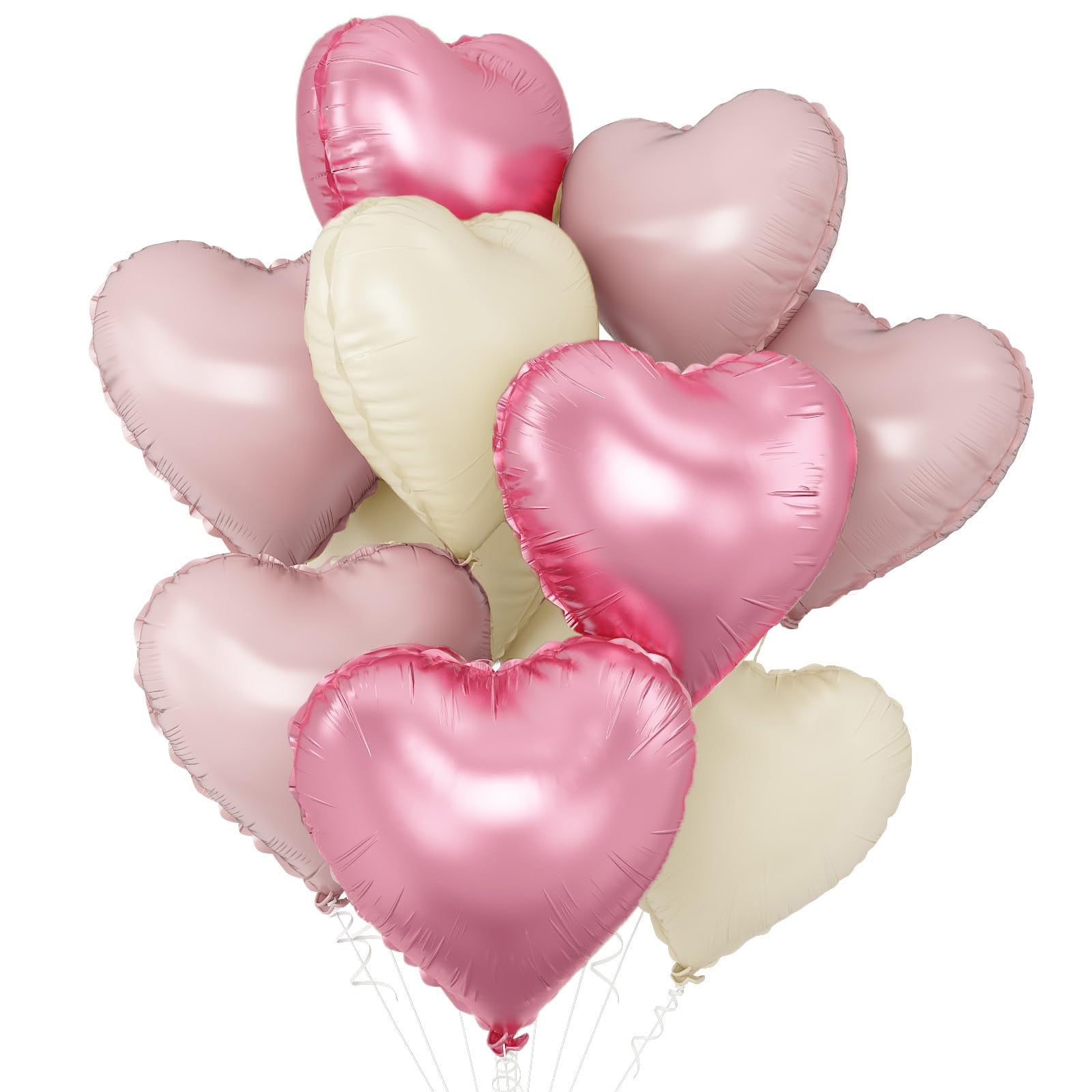 Heart Balloons, 10pcs Matte Metallic Foil Heart Shaped Balloons, 18 Inch Helium Balloon for Mother's Day Proposals, Valentine's, Birthdays, Weddings & Party Decor(Pink) — image 1