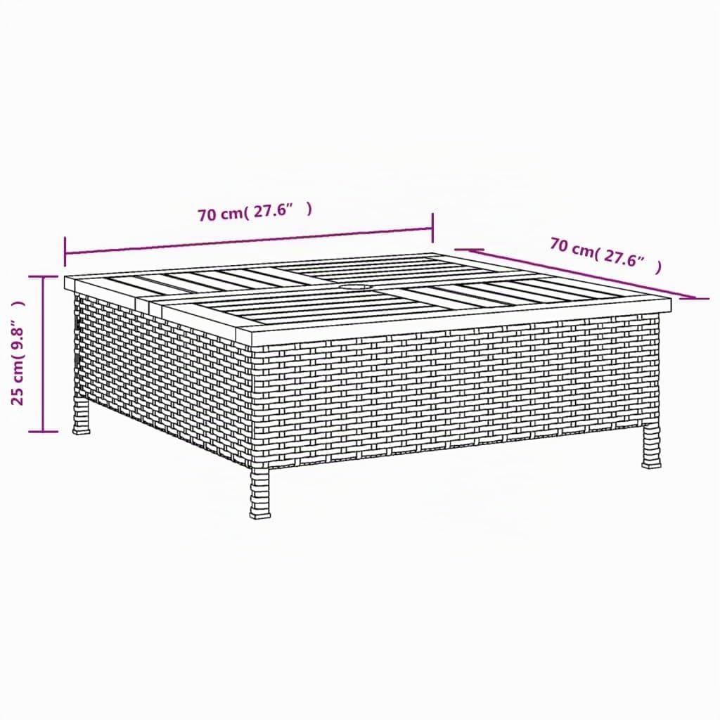 vidaXL Mesa de Jardín, Mesita de Comedor, Mesa Auxiliar de Exterior, Mueble para Patio Balcón, Ratán Sintético Madera de Acacia Gris
