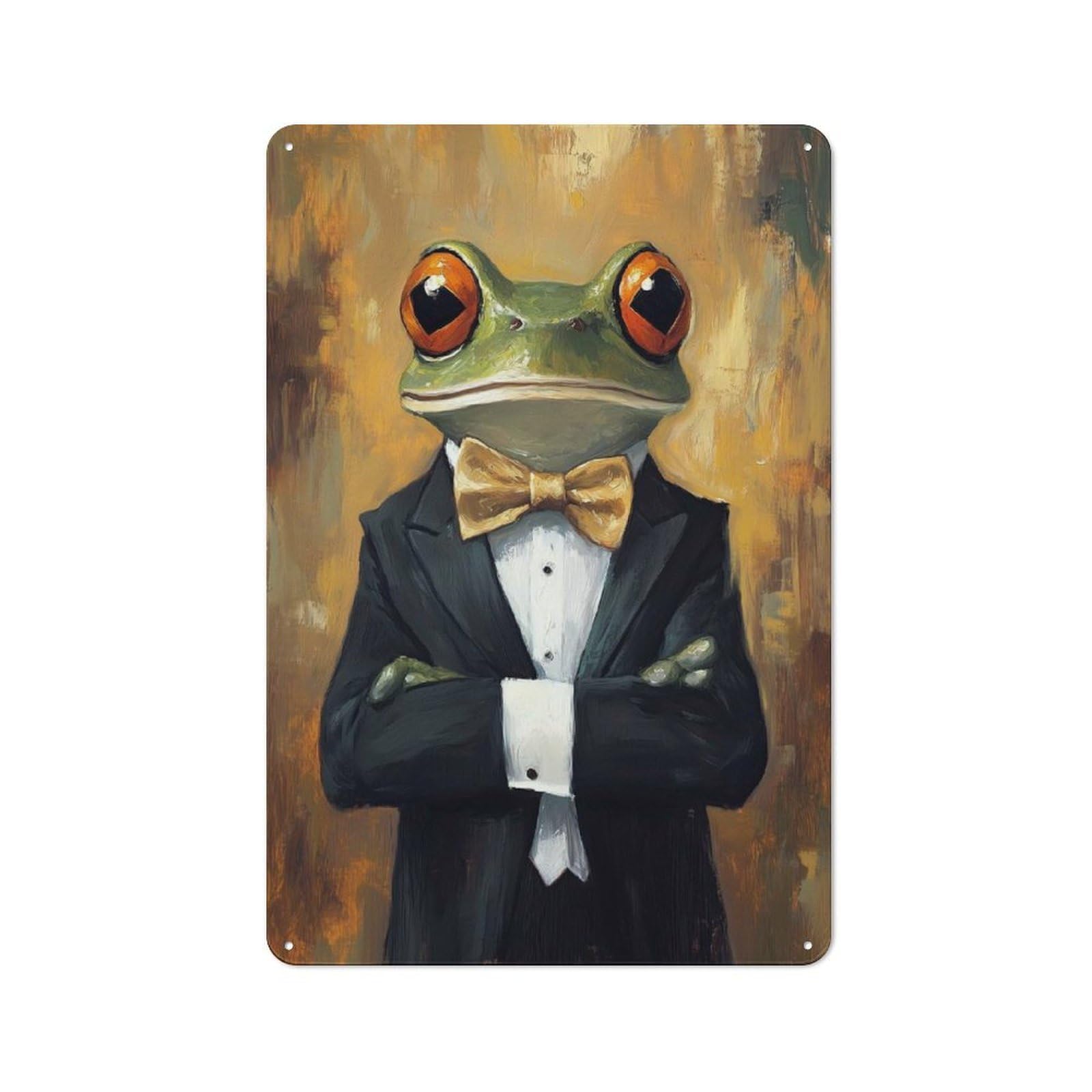 Junmoney Style-12 Frog In Tuxedo Retro Metal Sign 30X20cm For Café Or Restaurant, Gift For Restaurant Decor Fans During The Christmas Season