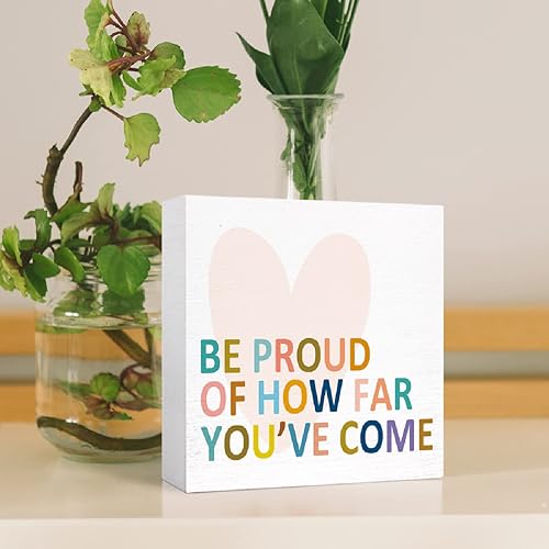 Miniatura 82 de Letrero inspirador con texto en inglés «You Are Worthy of Beautiful Wonderful Magical Things » en bloque de madera, decoración de escritorio