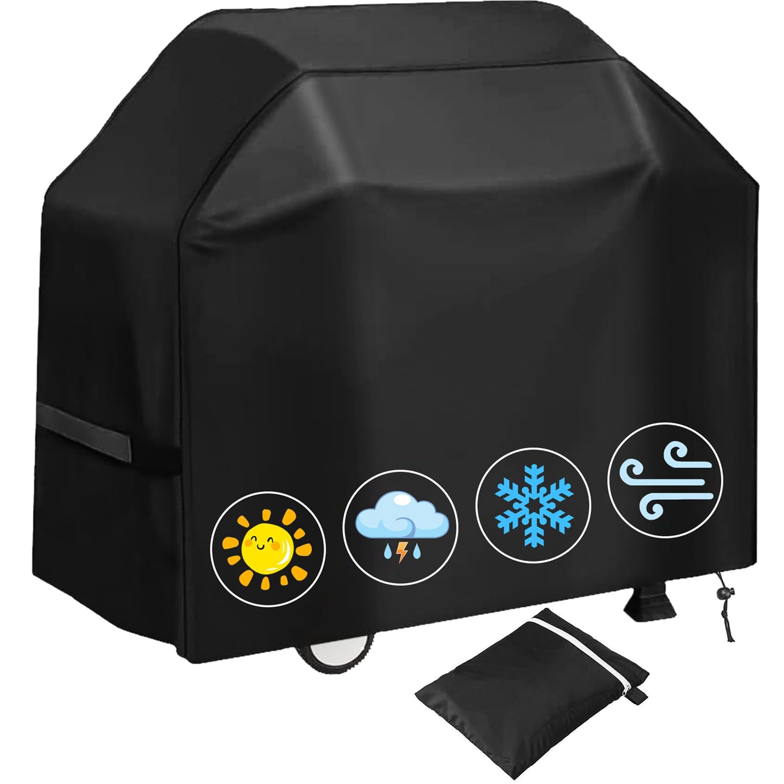 Grillabdeckung 145 x 61 x 117 cm, Grillabdeckung Wetterfest, strapazierfähig, Oxford-Gewebe,Grill abdeckhaube, Winddicht, Staubschutz, reißfest und UV-Schutz, mit Aufbewahrungstasche