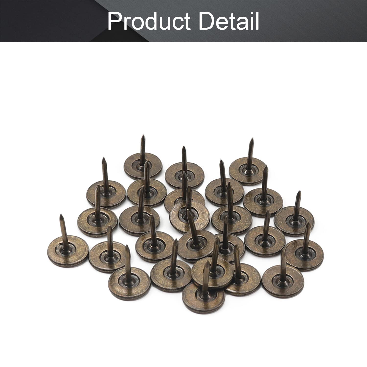 MroMax 50-Pack Upholstery Nail Heads - 0.43" Cap, Bronze Tone, Furniture Decoration Tacks For Sofa, Headboard, Crafts