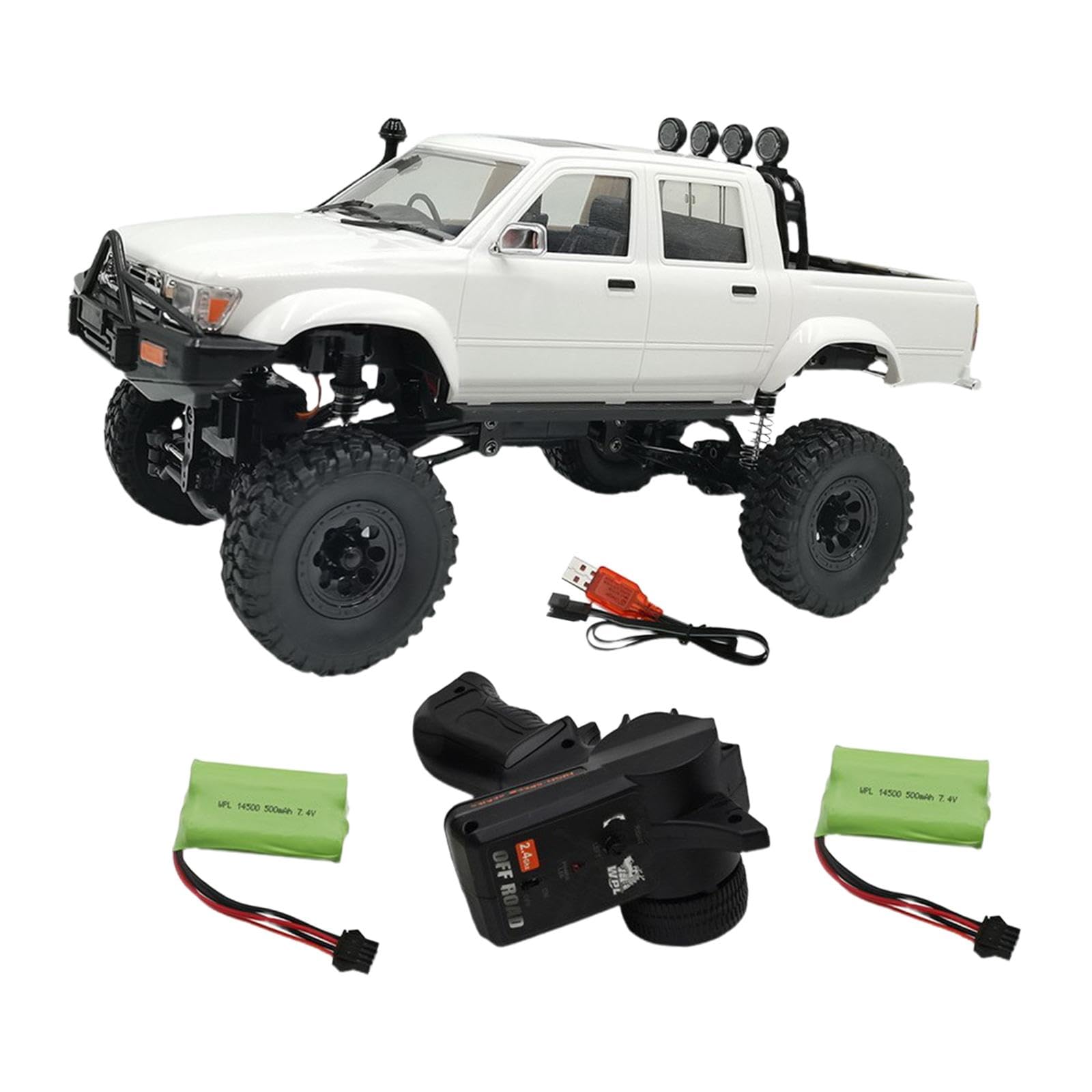 Coche Teledirigido -1 a Escala 1:16, Todoterreno Eléctrico 4x4, 10 Km/h, Recargable, de Alta Velocidad, para Barro, Piedras, Y Playa, 2 baterias