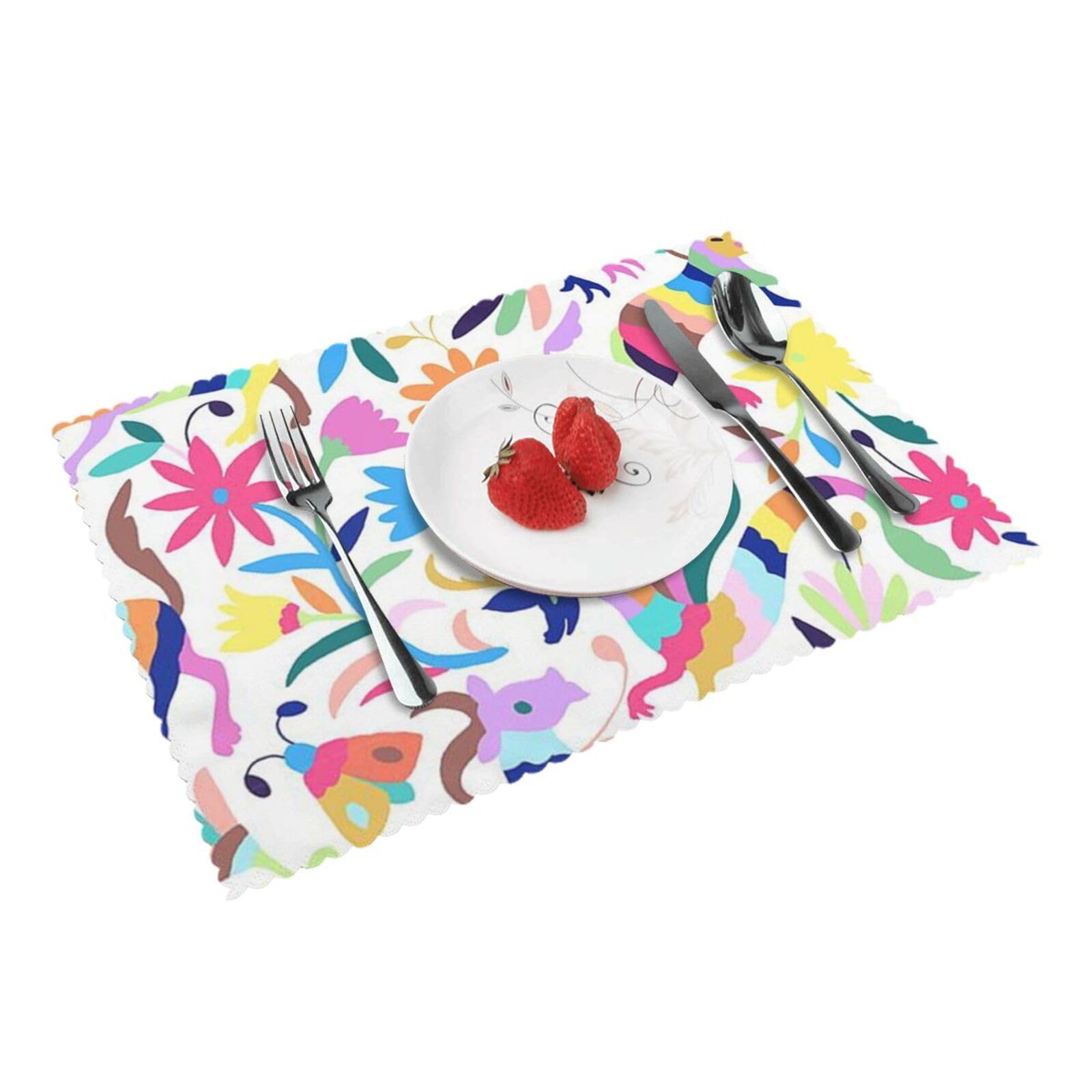 Mexican Otomi Animals Printed Placemats Set of 4 PCS Washable Placemat for Kitchen Table Heat-resistant Table Mats 45x30 CM