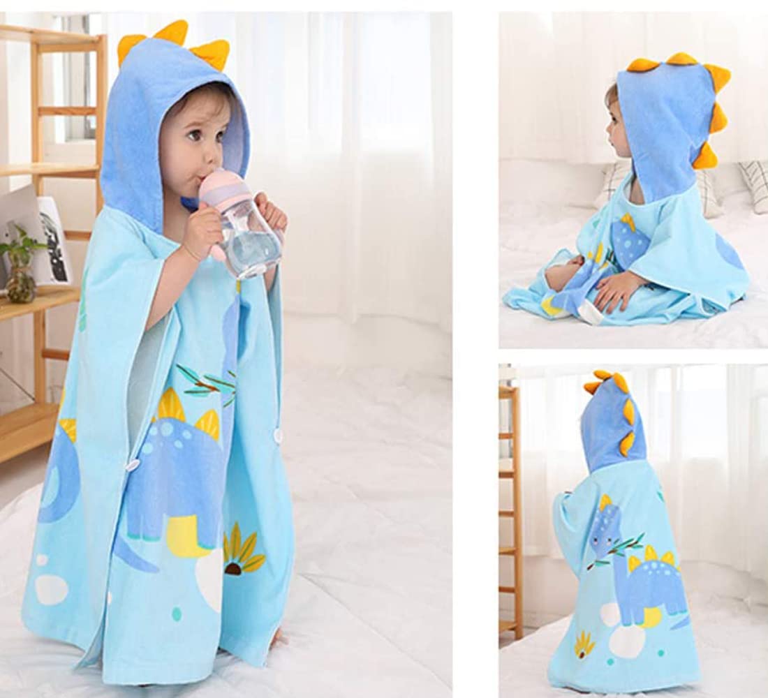 Asciugamano Poncho con Cappuccio per Bambini Telo mare da Bagno con Cappuccio Accappatoio in Morbido Cotone Assorbente per Ragazzi e Ragazze