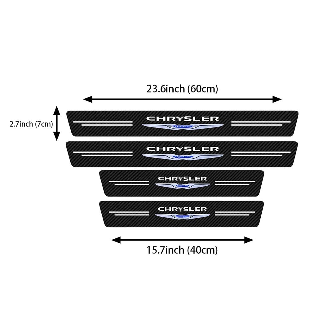 Protections Seuil De Porte Voiture Chrysler 300C - 4 Pièces Vinyle Carbone - 60 Et 40 Cm - Antidérapant, Résistant Aux Rayures