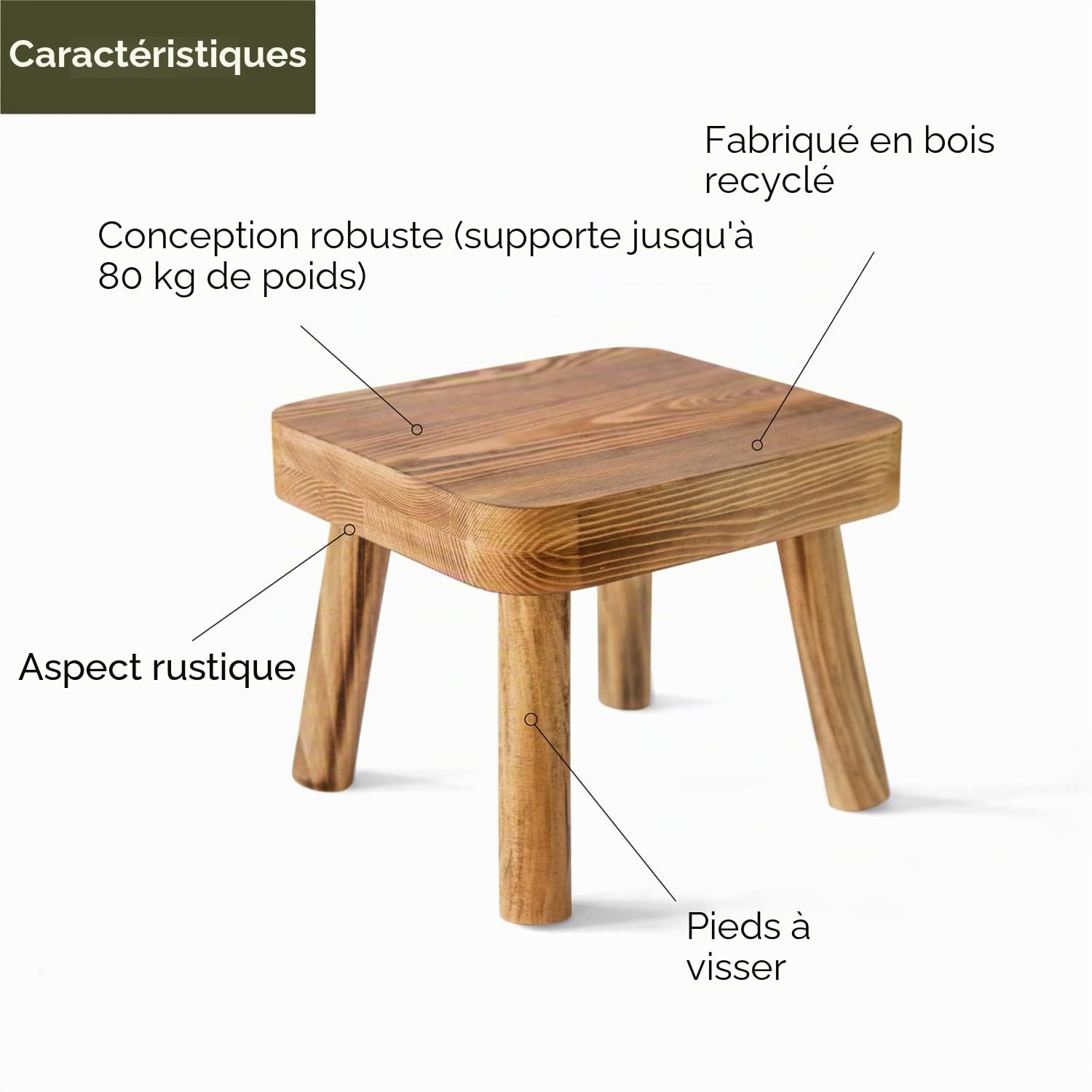 Eden Creations Petit tabouret en bois, support pour plantes d'intérieur ou tabouret pour enfants – Idéal comme petite table d'appoint pour plantes d'intérieur, chambre à coucher ou salle de bain (20