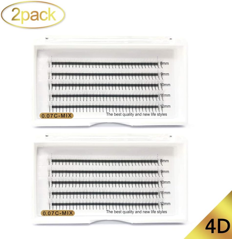 Obeya 2 Sets Individual Cluster Eyelash Extensions Soft False Cluster Eyelashes 0.07 C Curl 2D 3D 4D 5D 6D 8D Volume Lash Extensions (EL-DM-4D-2)
