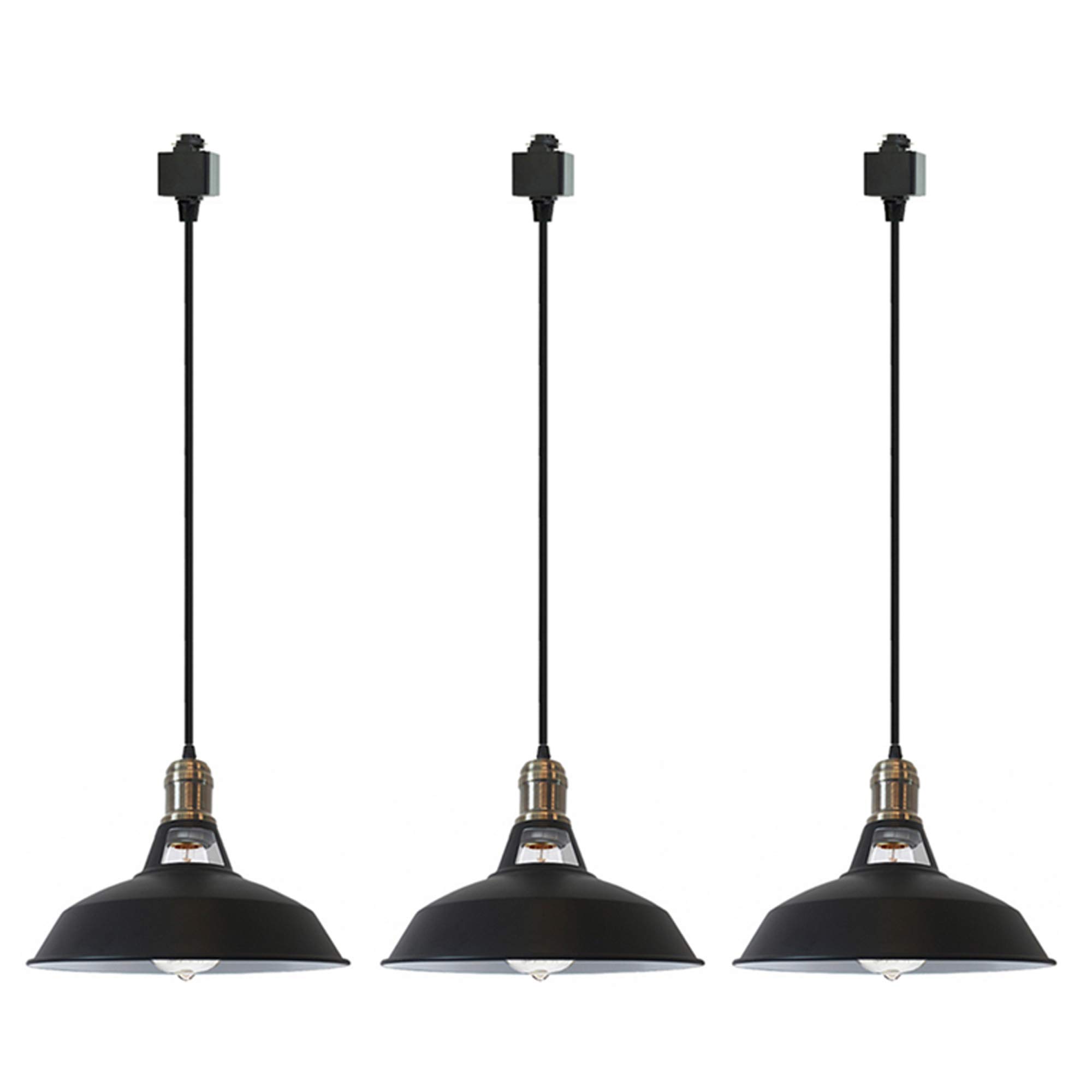 SKIVTGLAMP Iron H-Type Track Pendant Lighting 47.2in Cord Customizable Black Lampshade Dimmable Trac
