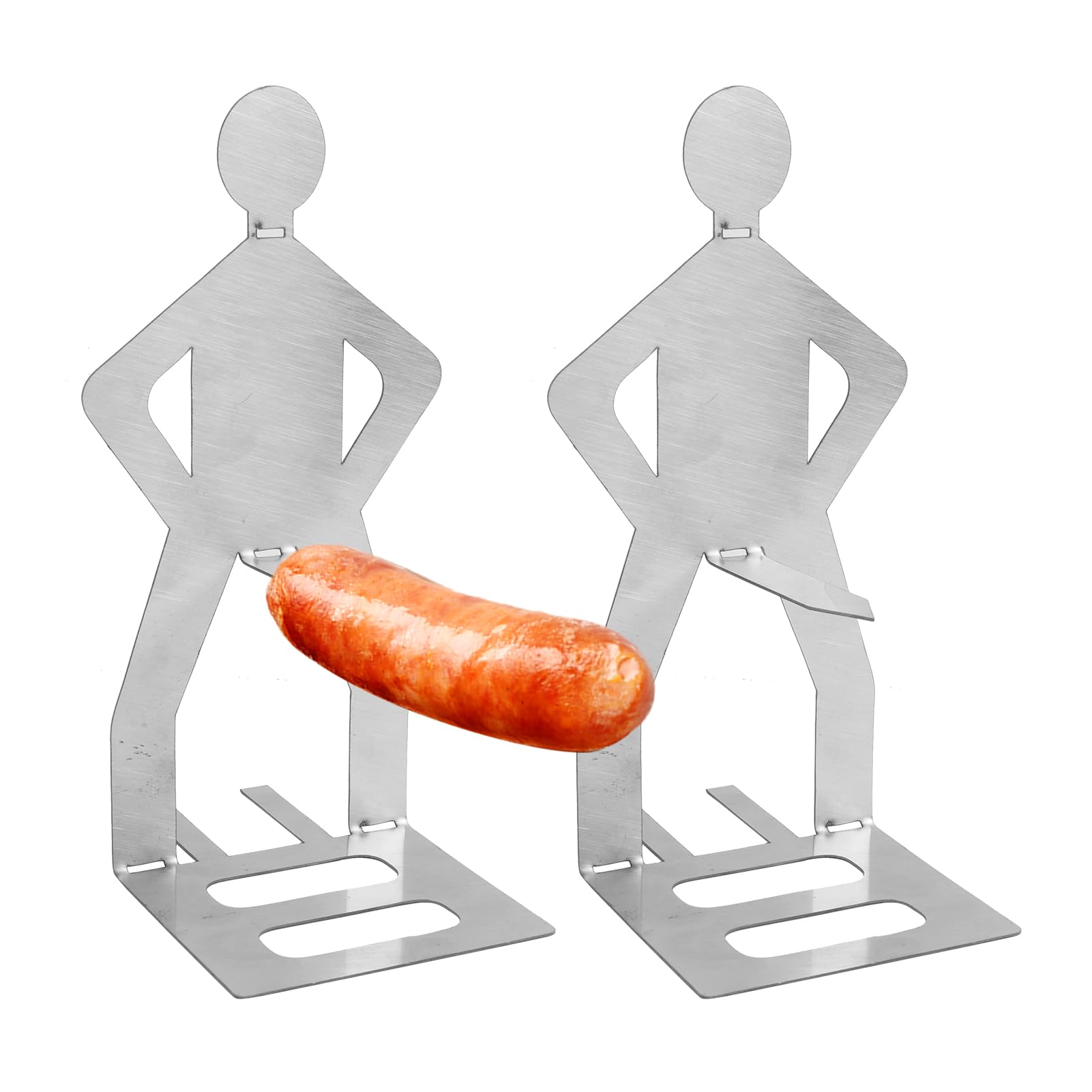 Uchwyt na hotdog ze stali nierdzewnej, z humorystycznym designem, dla fanów grillowania, uchwyt na hot dog, jako grill na kiełbaski, stojak do grilla, akcesoria do grilla, na kemping, piknik