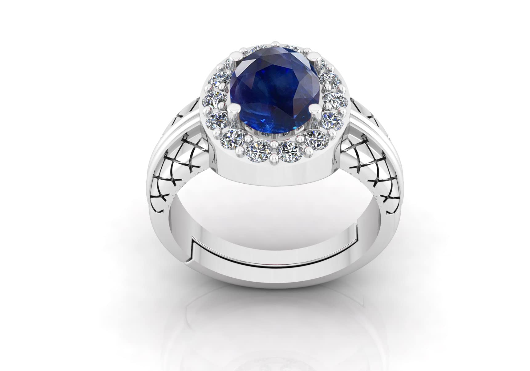 Blue Sapphire Silver Plated Ring 7.25 Ratti 6.00 Carat Unheated and Untreated Neelam Natural Ceylon Gemstone for Men and Women-image-24