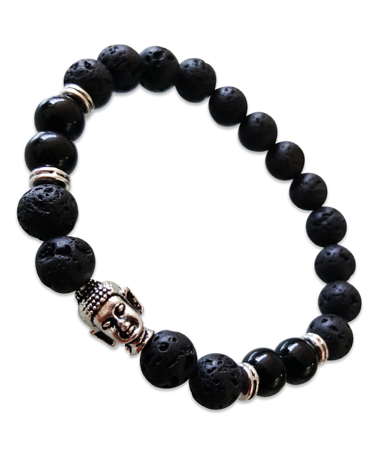 Young & ForeverGift Natural Gemstone Reiki Feng Shui Healing Crystal Beads Hand Triple Protection Lucky Bracelet Buddha Bracelet. Unisex.