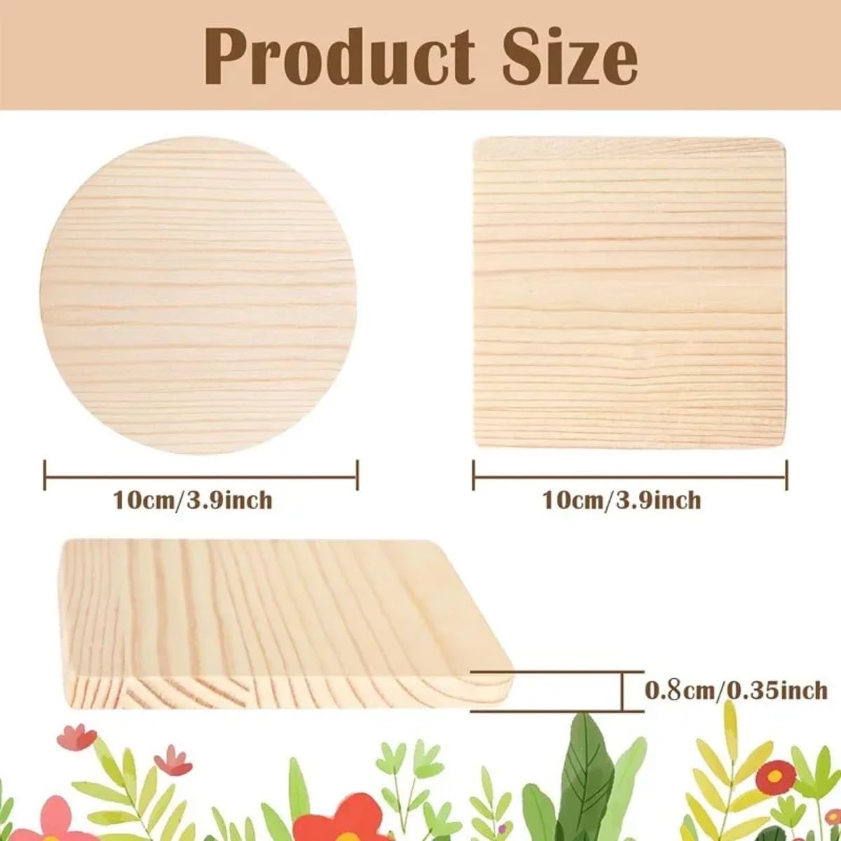 Posavasos de madera personalizados, posavasos de madera grabados, posavasos de madera personalizados para bebidas, posavasos personalizados (50 unidades, redondos)