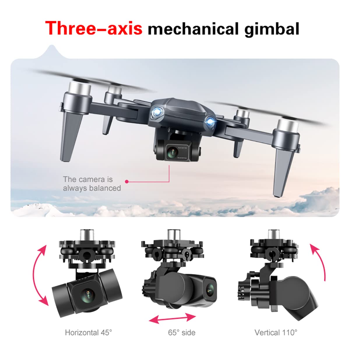 Drone Pieghevole per Bambini Adulti, Quadrirotore RC per Principianti, Doppia Fotocamera HD 8K, Flusso Ottico Altezza Fissa, Zoom 50x, Trasmissione Immagine 5G, Ritorno e Segui GPS, Volo Orb