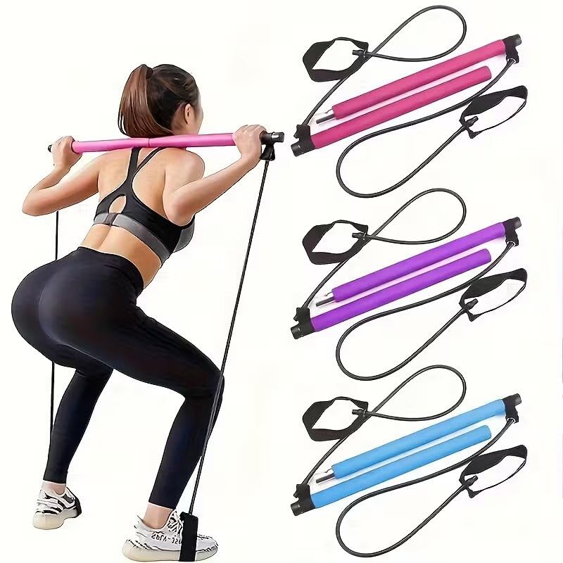 Lingpeng Pilates Bar Kit with Resistance Bands for Women & Men| Portable Home Gym Equipment with Stainless Steel Bar for Yoga, Squats, Stretching & Full Body Workout| Lightweight Exercise Fitness Kit-picture-13