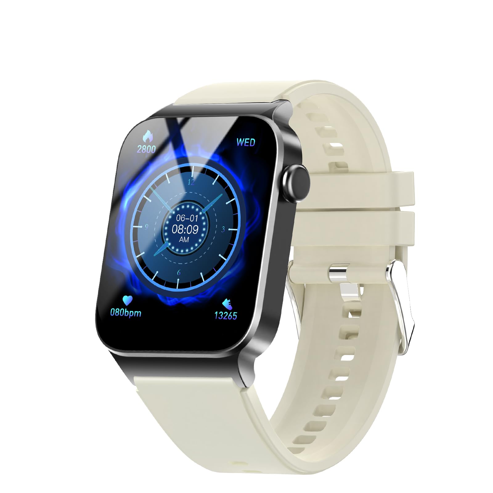 STECEi Smartwatch per uomo e donna con contapassi/analisi del sonno/misuratore di polso, display HD da 1,95'', 112 modalità sport, impermeabile IP68, Bianco