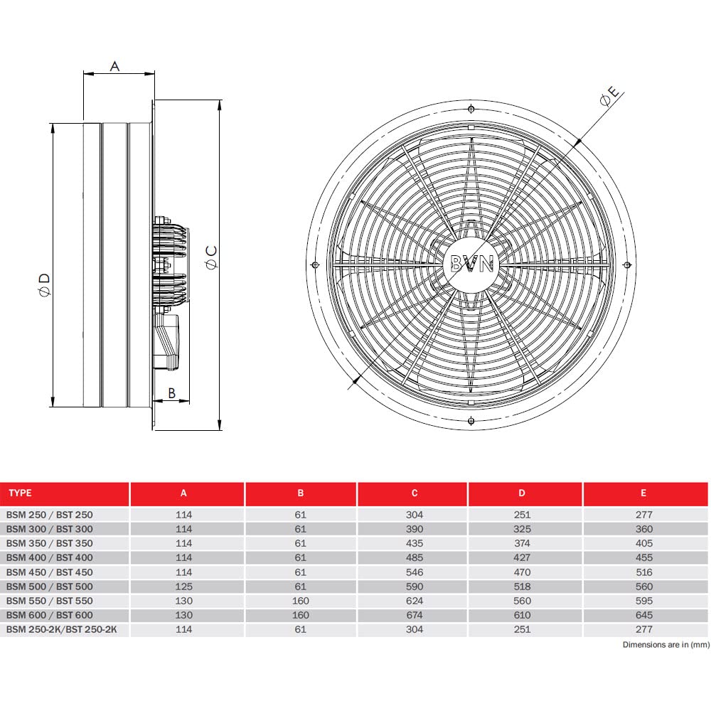 Axial Industrie Ventilator Gebläse Lüfter für Zuluft Abluft Wand Fenster BSM (BSM300)