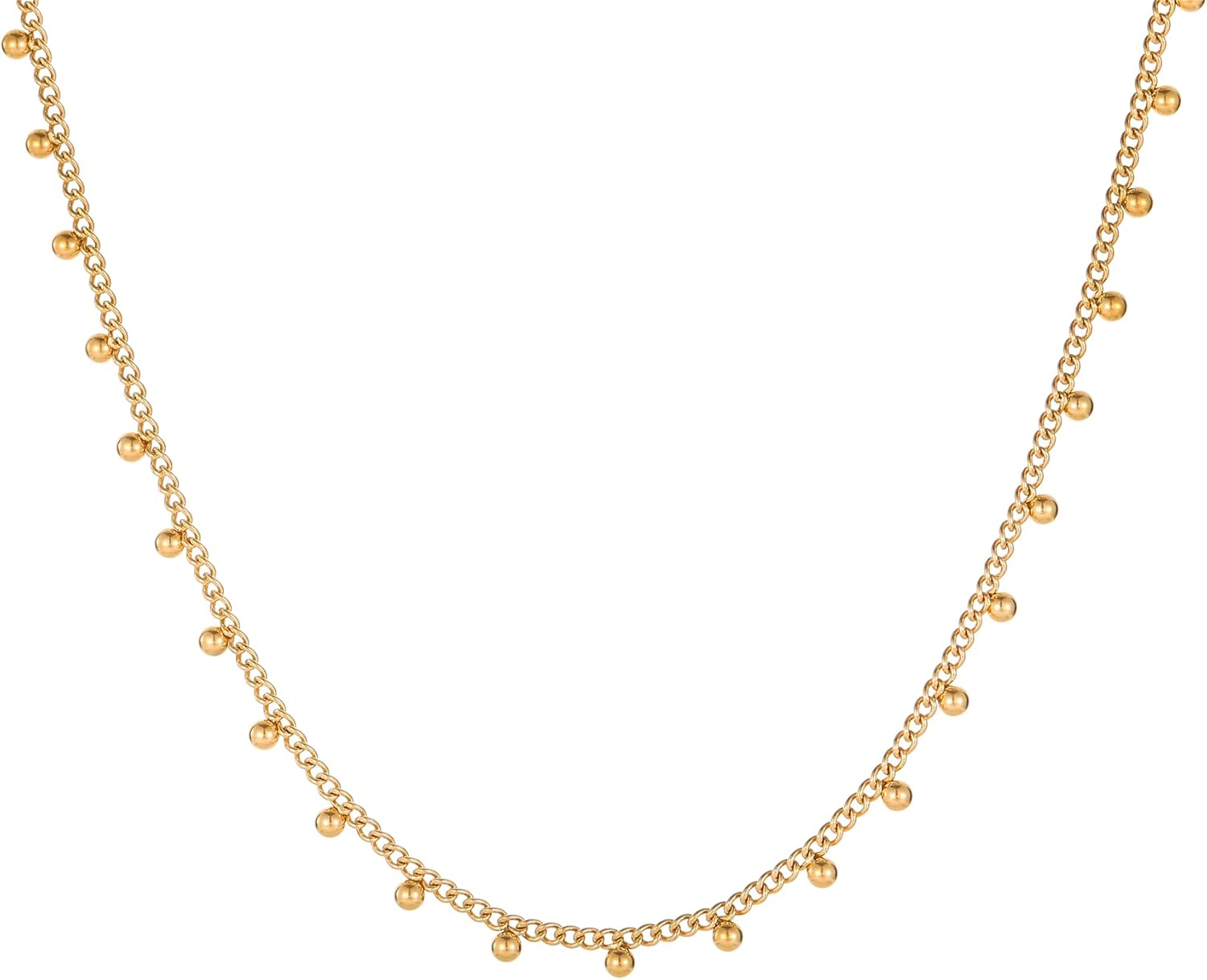 Havopso Gold Chain Necklace for Women 18K Gold Plated Dainty Star Cross Heart Cuabn Choker Chains Stainless Steel Trendy Jewelry Christmas Gifts