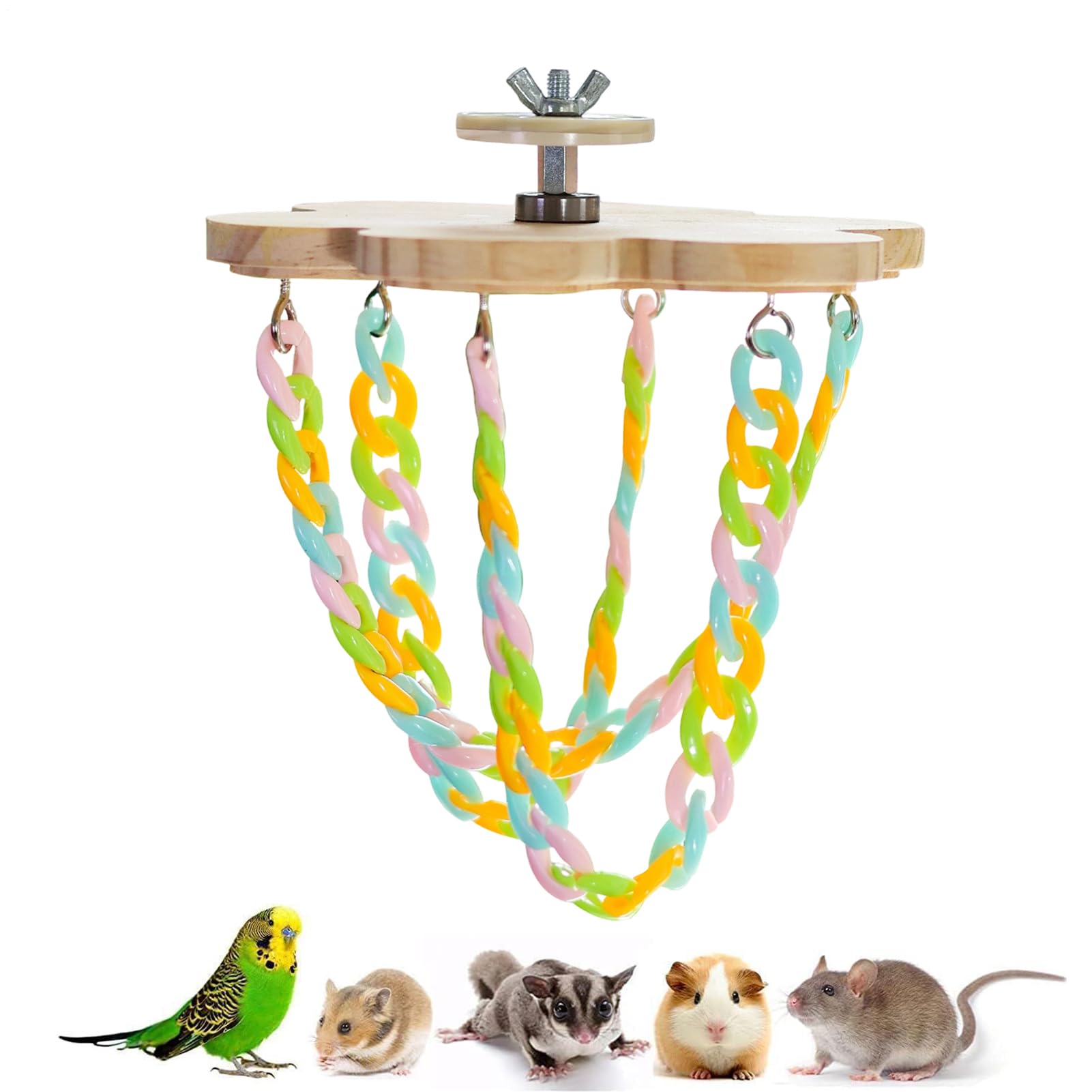Sugar Glider Toy | Wooden 360 Degree Rotating Climbing Tool with Safe Lightweight Design | Sugar Glider Hammock and Activity Toy | for Small Pets, Birds, Enthusiasts | Indoor Outdoor Home Cage Enrichm