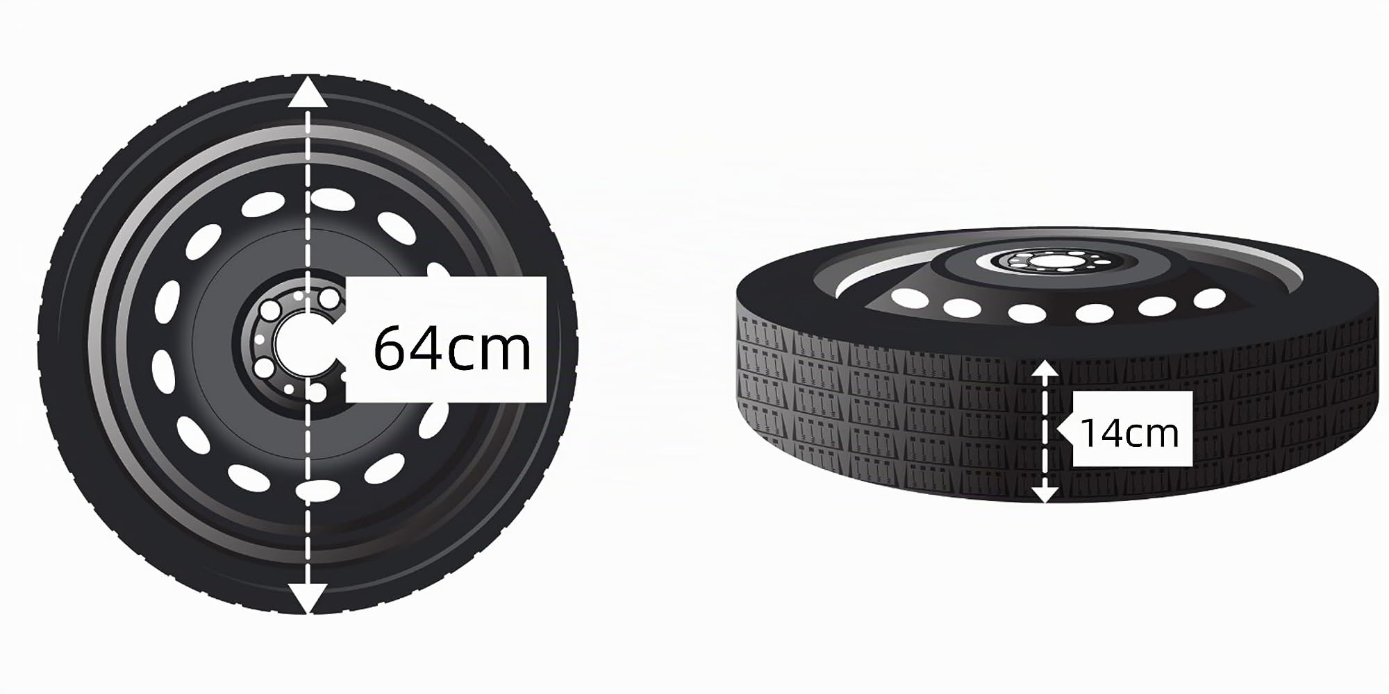 Kit Ruotino di Scorta 17" compatibile con Ford Focus con Cric, Chiave e Sacca