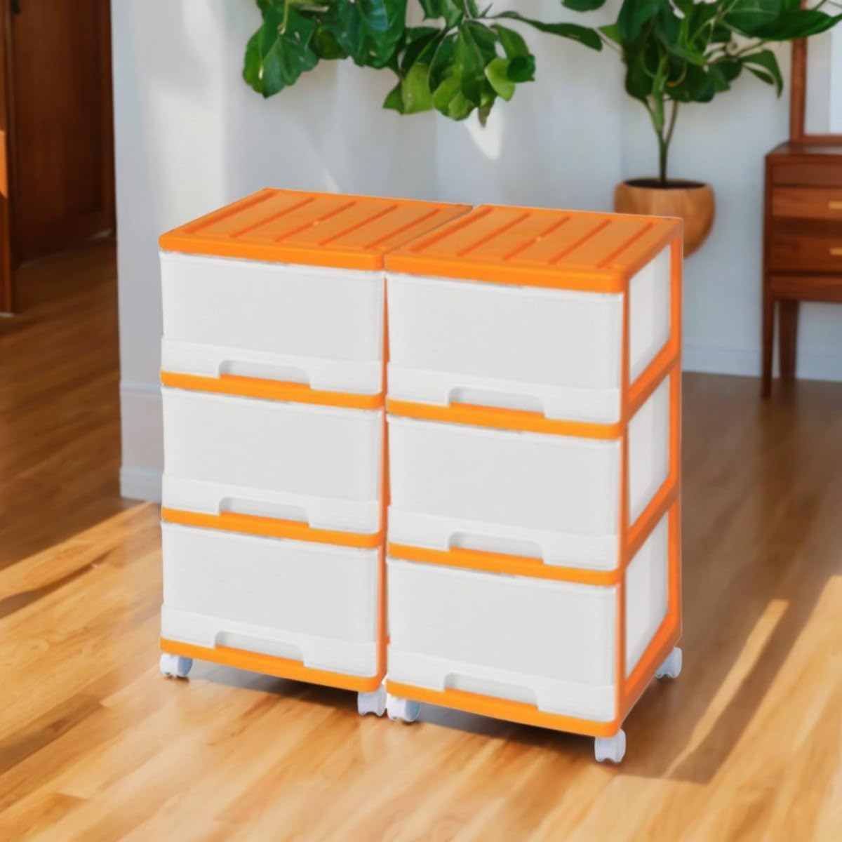 Amazon｜収納ケース 3段 キャスター付き プラスチック スリム チェスト 
