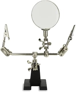 NEIKO 01902 Helping Hands Soldering Station with 2x Magnifying Glass, Dual Alligator Clips & Heavy Base - Precision Third Hand Tool for Electronics, Jewelry & Avionics