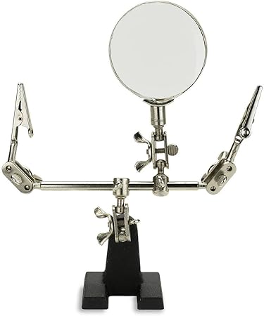 NEIKO 01902 Adjustable Helping Hand with Magnifying Glass, Third Hand Solder Aid, Soldering Wire Station Stand with Dual Alligator Clips and a Heavy Base, Beading & Jewelry Making Tools, Solder Holder
