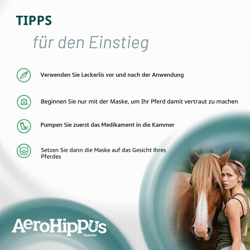 AEROHIPPUS Equine Aerosolkammer mit Flow-Vu IFI Pferde-Inhalator für Atemwegserkrankungen