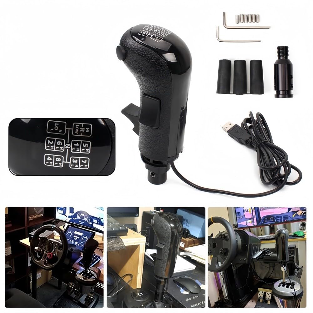 Helilyco Pomello del cambio USB per Logitech G25 G27 G29 G920 G923 e Thrustmaster TH8A, compatibile con ETS2 e ATS Games