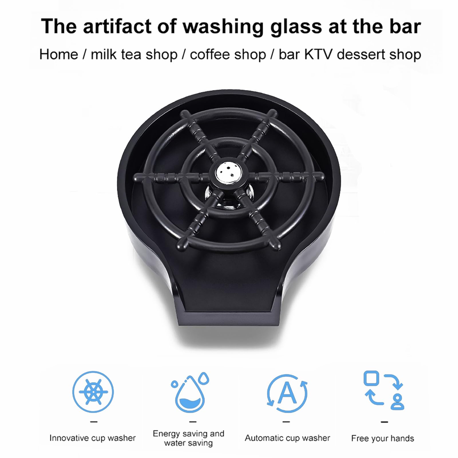 Enjuagador de Vidrio, lavavasos Limpiador de Fregadero de Cocina Herramientas de Limpieza enjuagador de Vidrio automático para Bar Accesorios de Fregadero de Cocina(Silver(Stainless Steel))