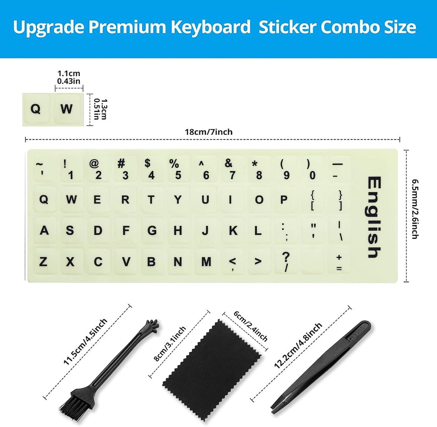 Glow in The Dark Keyboard Sticker [4 in 1], Luminous Replacement English Letter Keyboard for Laptop, Desktop & Notebook image 5