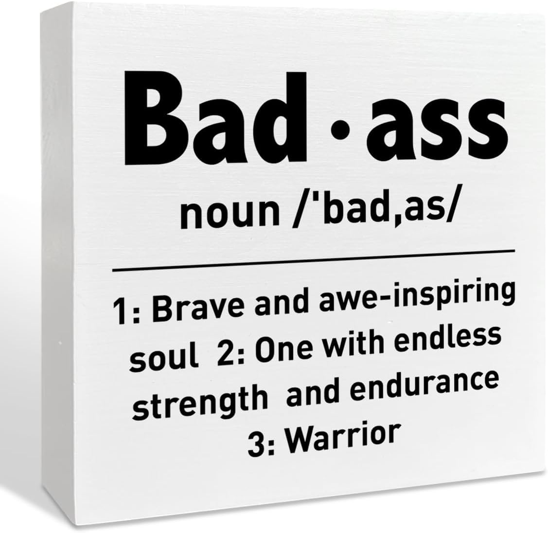 5x5 Inch Bad Ass Definition Box Sign, Rustic Desk Shelf Decor