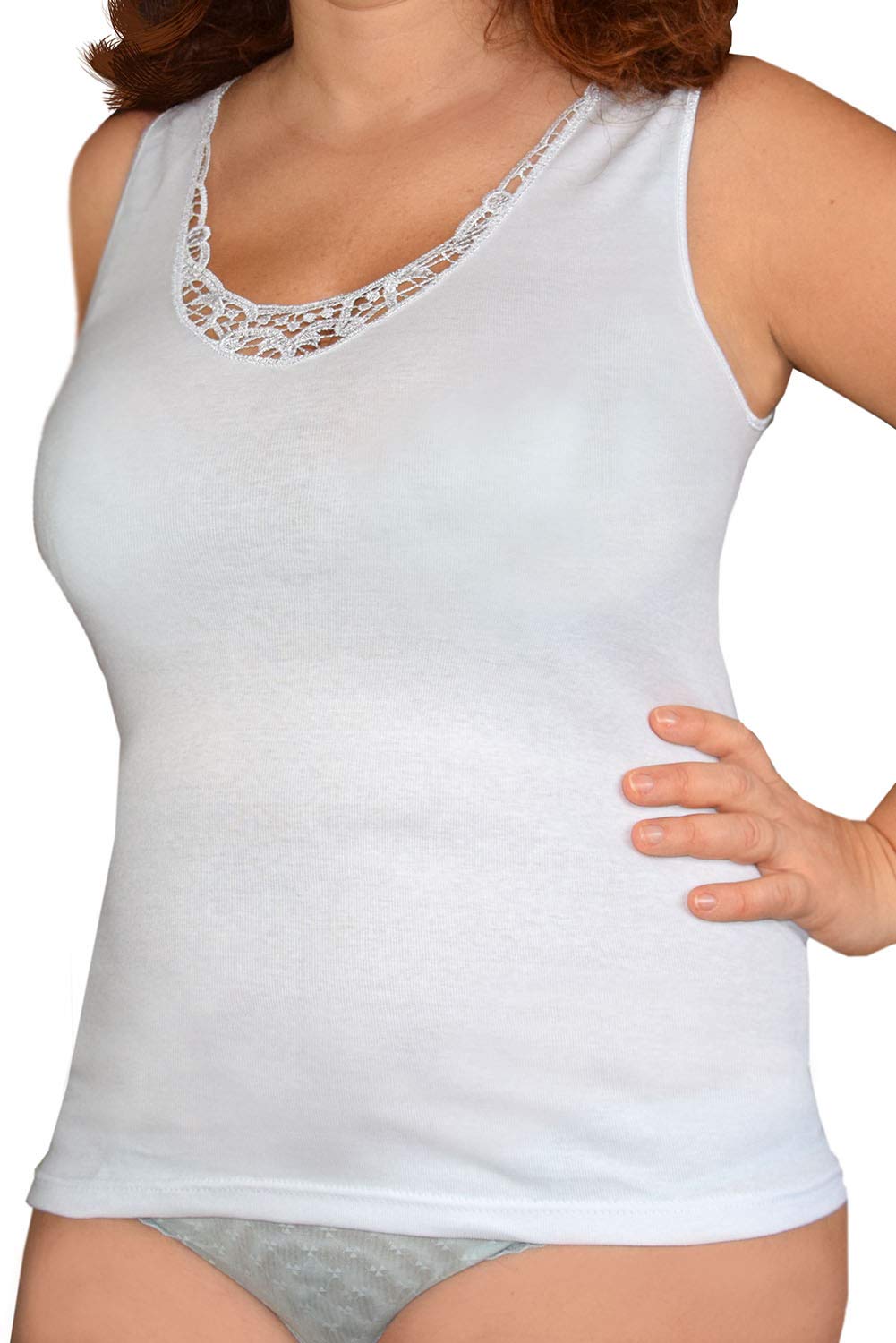 Chaleco Camiseta de Tirantes Finos Ligeramente Entallada para Mujer Pack de 2