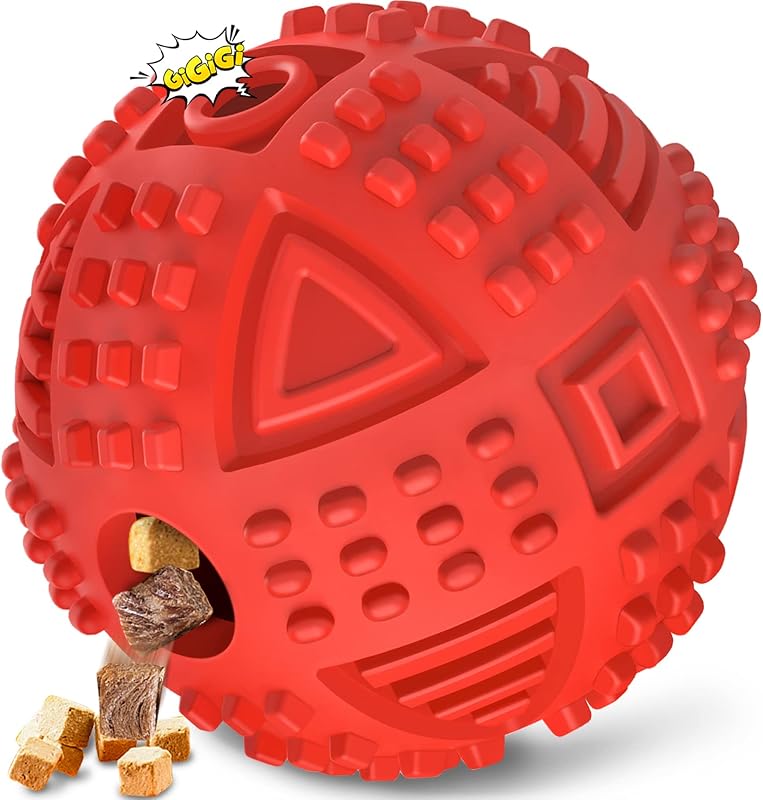 Bola Interativa para Cães com Dispenser de Petiscos, Borracha Texturizada e Squeaker LEGEND SANDY – Vermelha