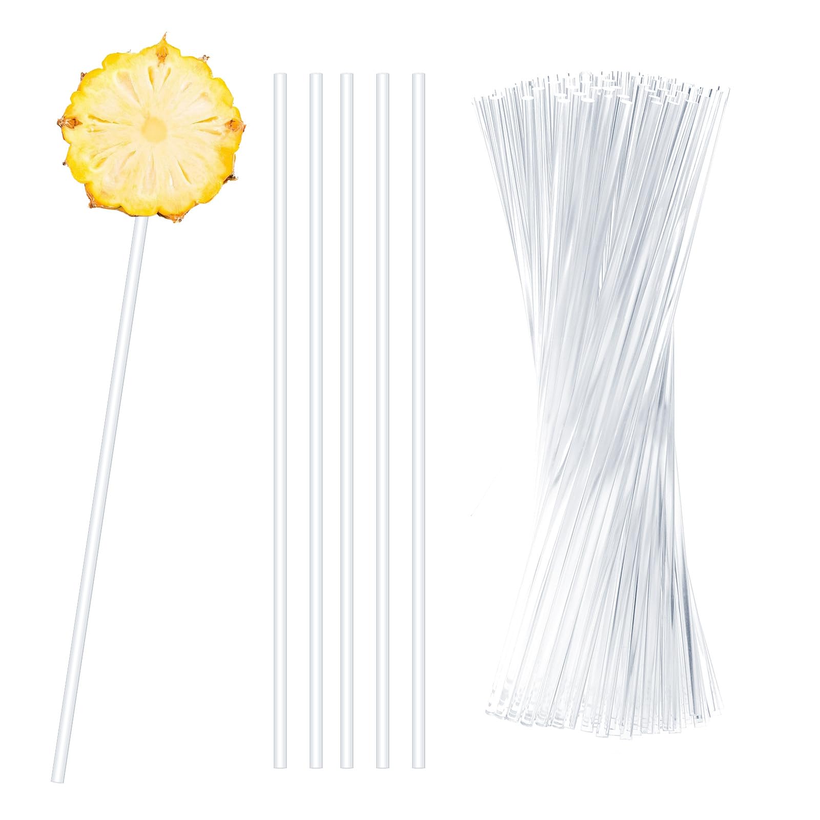 Lot de 100 bâtonnets de sucettes en acrylique transparents réutilisables pour la fabrication de biscuits, cupcakes, desserts, chocolats
