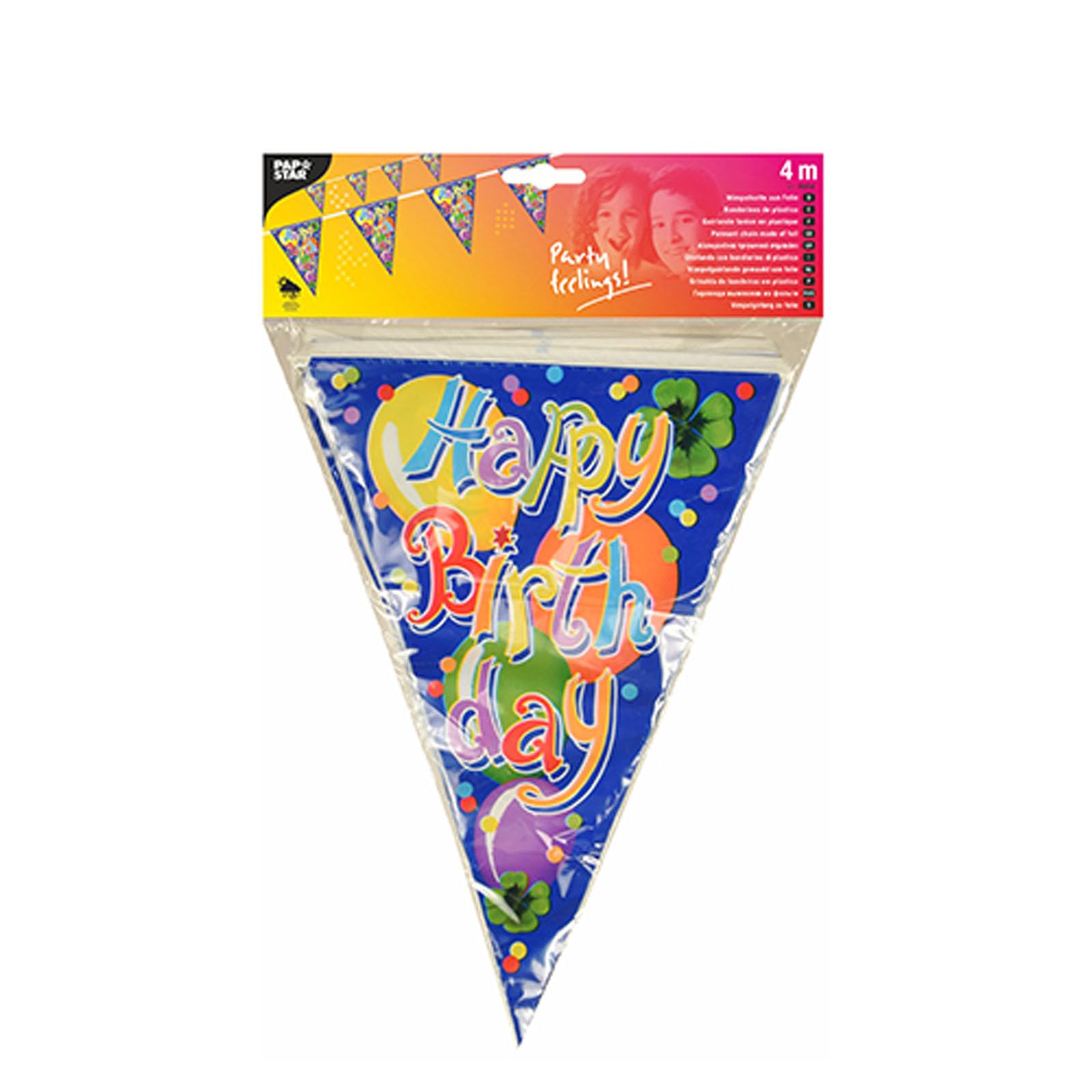 Papstar 1 scatola = 10 X Bandierine 4 m "Happy Birthday resistente agli agenti atmosferici 19254