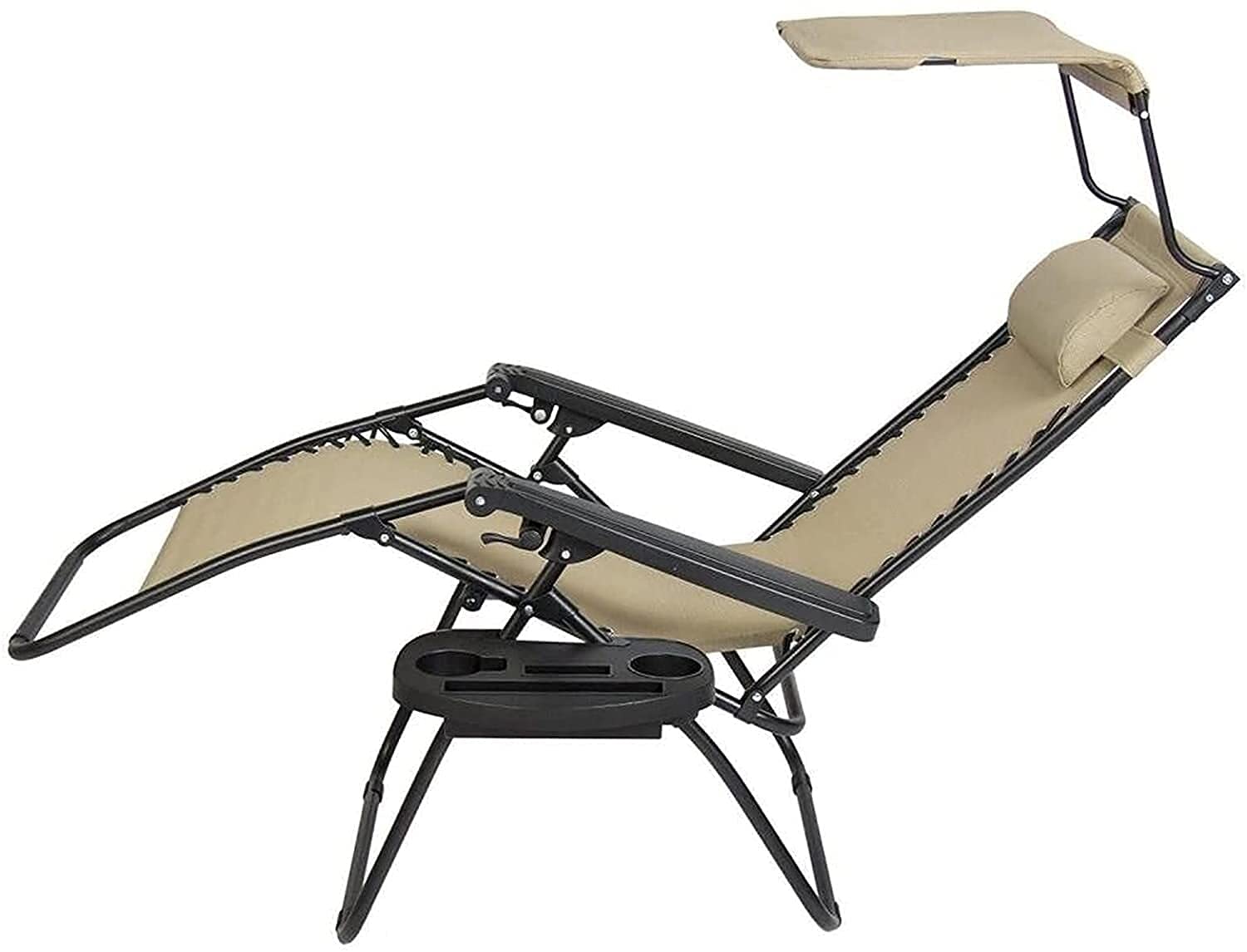 Buy Patio Recliner Chair with Canopy Cup Holder, Zero Gravity Chair
