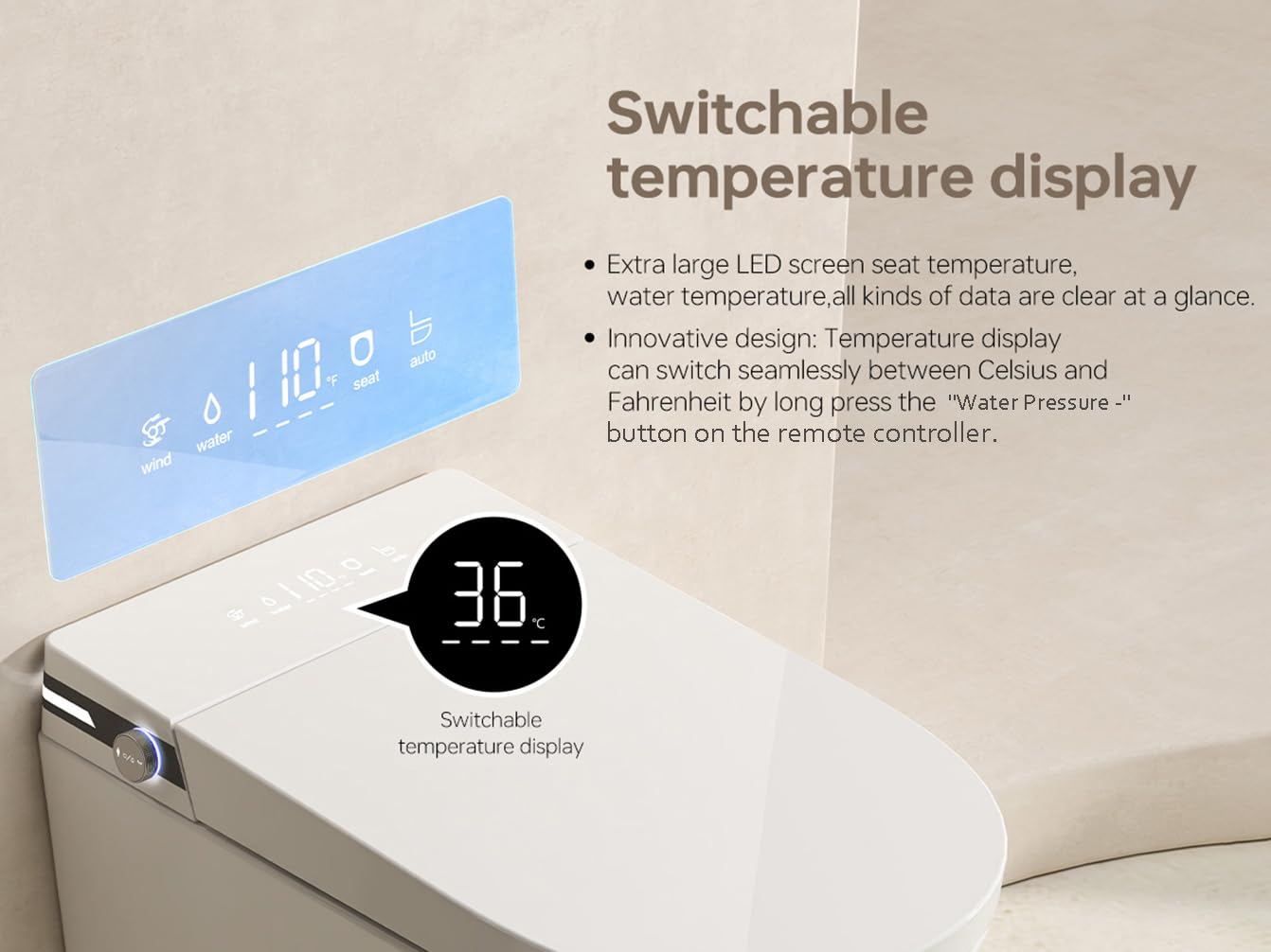 MEJE #T010G - Inodoro inteligente para colgar en la pared, inodoro colgante de pared con combo de bidé, tanque de agua integrado, asiento con calefacción, agua tibia, secadora, descarga automática