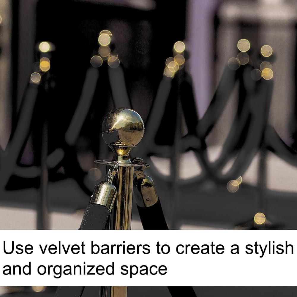 ベルベットスタンションロープ 4本入り 頑丈なキューバリアロープ ポリッシュ留め具付き VIPイベント、パーティー、ホテル、美術館向