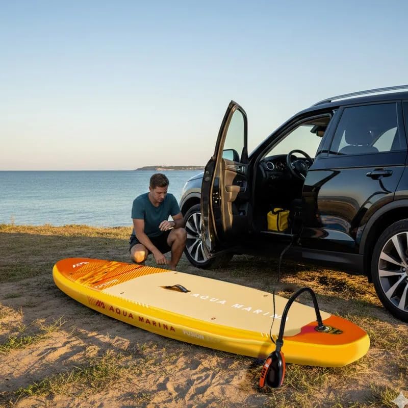 Pack Paddle Gonflable Aqua Marina Fusion 10’10’’ + Pompe Électrique 12V – Sup Adulte Polyvalent All Around – Planche Stable Débutant & Balade – Kit Complet avec Pagaie, Leash, Sac de Transport