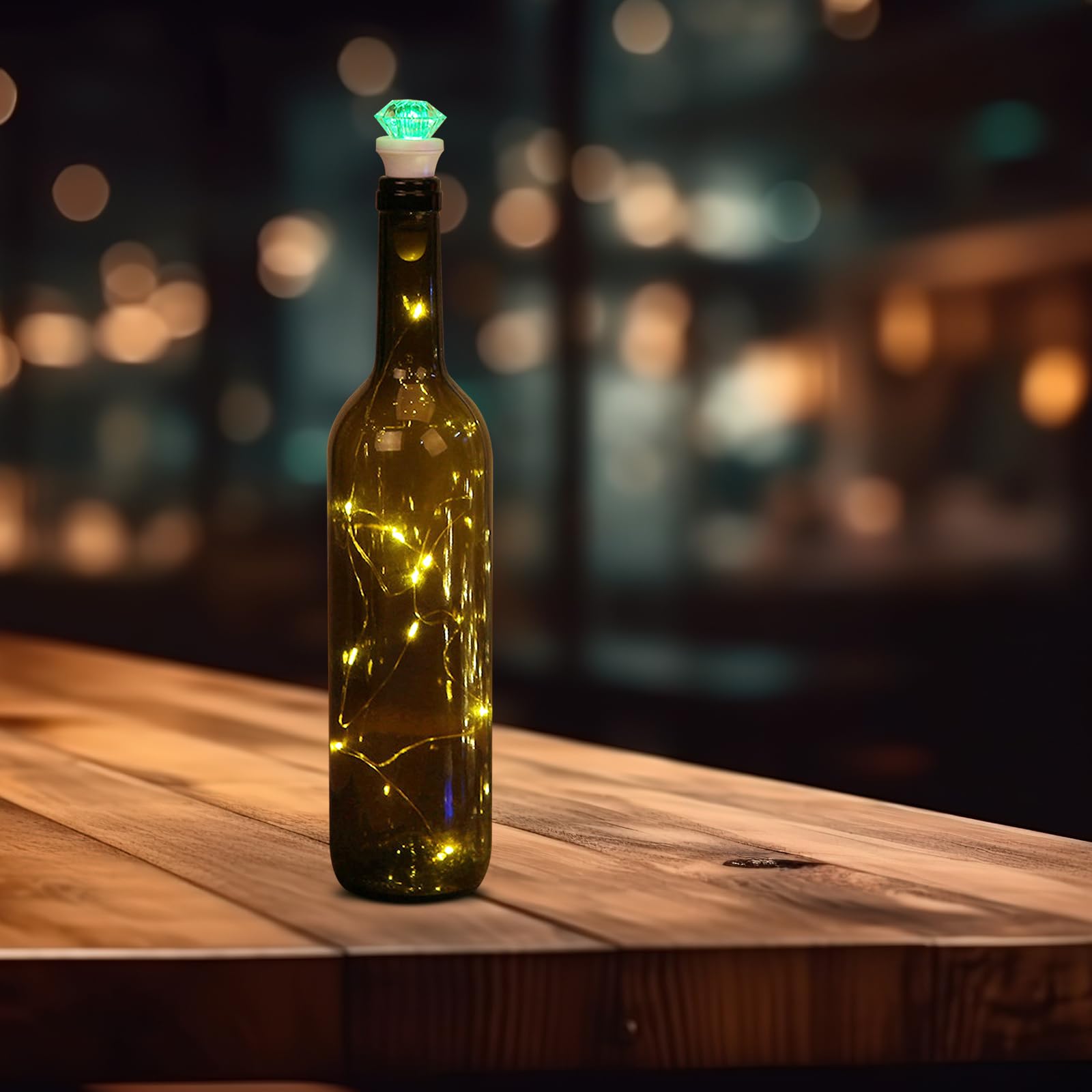 Uonlytech USB Rechargeable Diamond String Lights with Seven Color Flash for Wedding Party Bar Indoor Decor Bottle Cork Lamp - Image 2