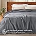 Bedsure 100% Cotton Blanket Queen Size for Bed - Cozy Soft Lightweight and Breathable, Basket Waffle Weave Blanket for Summer, Home Decor Gift for Women, Dark Grey, 90x90 inches