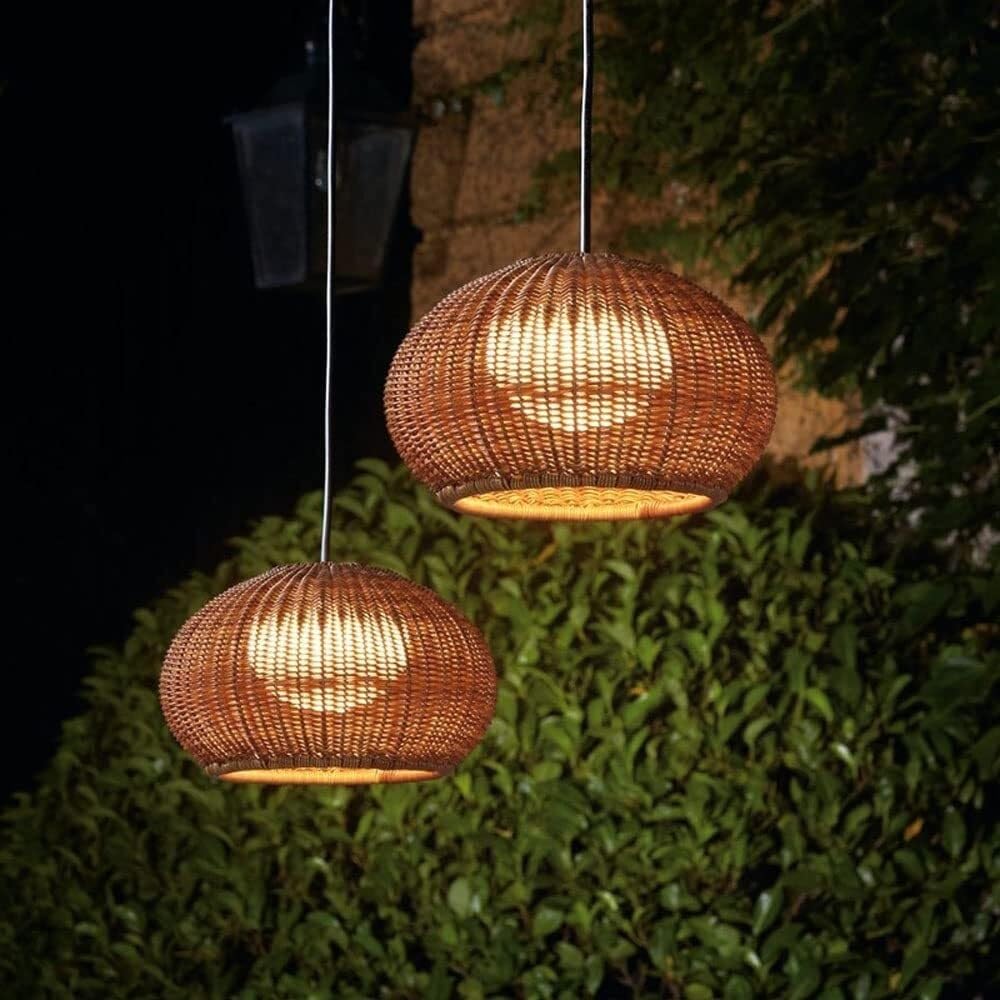 Lámpara colgante china impermeable for exteriores, lámpara de ratán de plástico, lámpara de techo creativa E27 de hierro for porche, patio, balcón, vestíbulo, pasillo, entrada, jardín, villa, g