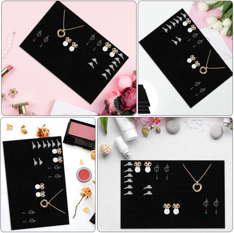 ARTIBETTER Jewelry Storage Insert - Foam Jewelry Inserts (3pcs) - Black Velvet Ring & Earring Display Pad for Jewelry Storage Box