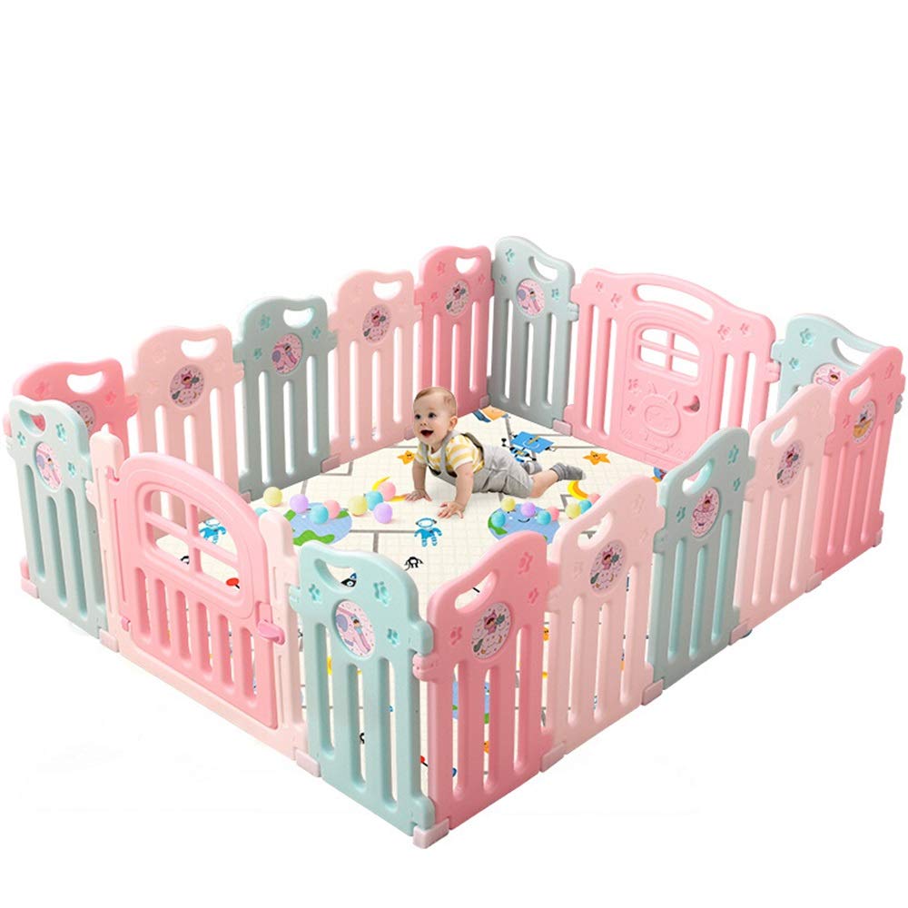 Vobajf Children's Playpen Children Baby Game Fence Baby Toddler Crawl Playground Baby Game Fence Toddler Park Playpens (Color : 01, Size : 187.5x225x61cm)