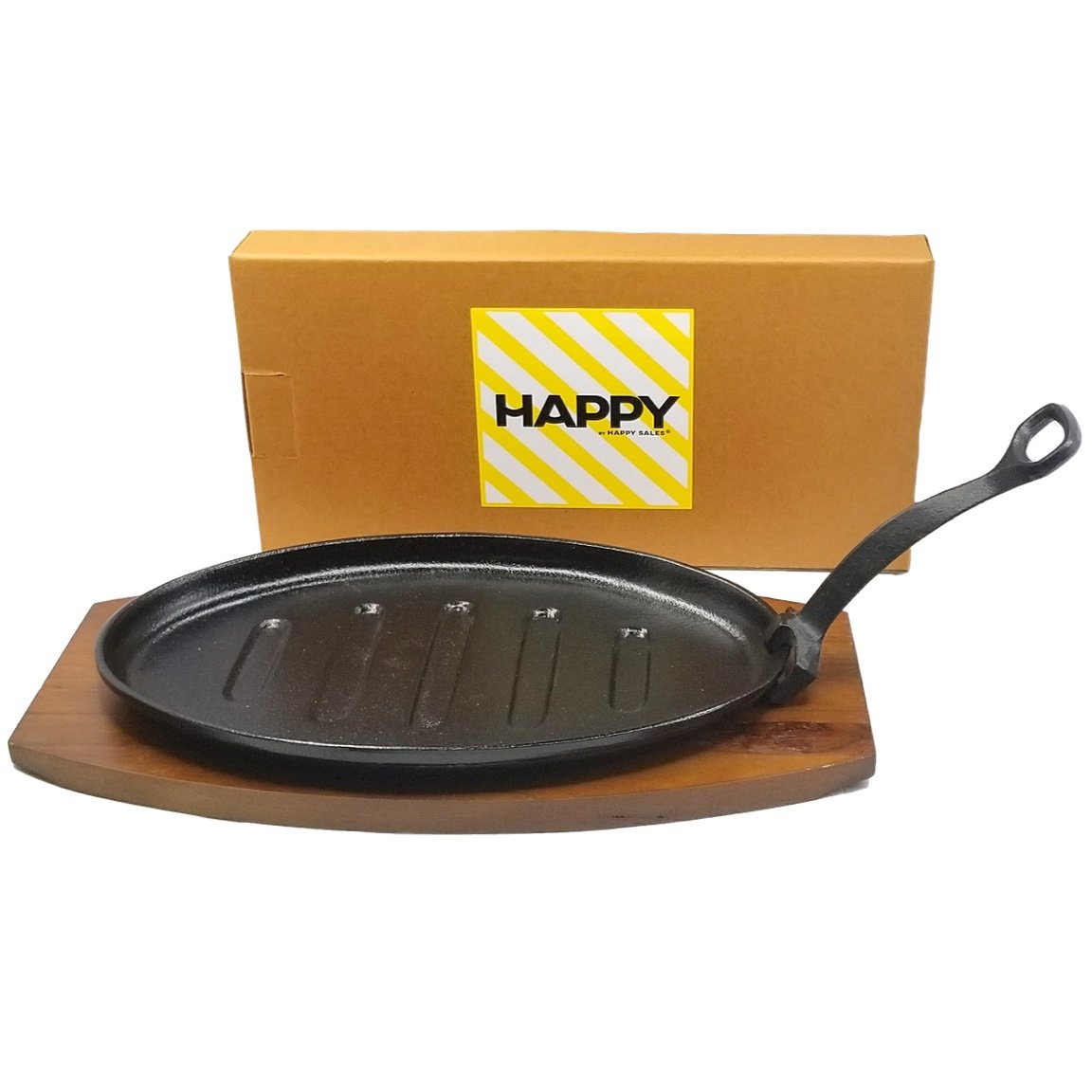 Happy Sales HSS-TBSP1, Cast Iron Steak Plate Set Large, 7W x 2H x 12L, Black