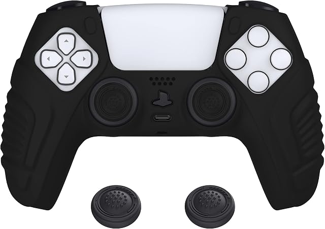 playvital Raging Warrior Edition Controller Protective Case Cover for ps5, Anti-Slip Rubber Protector for ps5 Wireless Controller, Soft Silicone Skin for ps5 Controller with Thumbstick Caps - Black