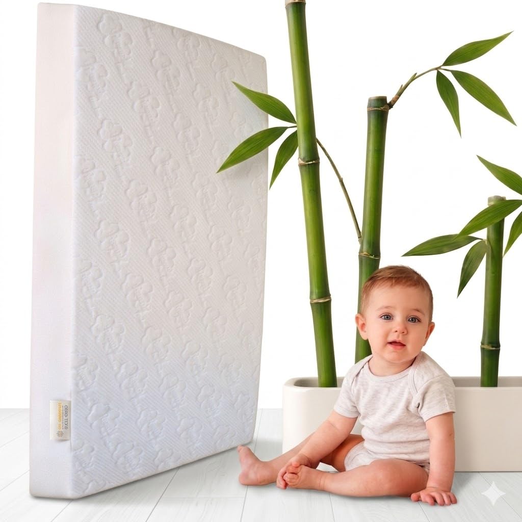 Colchón Cuna 120x60x6cm para Máximo Confort - Base Antideslizante para Multifunción - Funda Extraíble y Lavable de Algodón de Bambú - Ultra Suave, Hipoalergénico y Transpirable - Oeko Tex