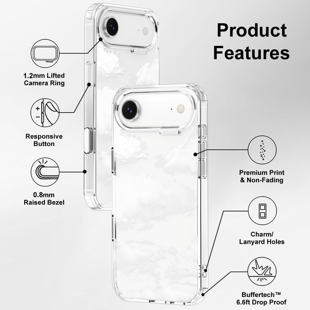 MOSNOVO for iPhone Air Case | Military Grade 6.6ft Drop Tested | Camera Control | Clear with Cloud Design - Image 7